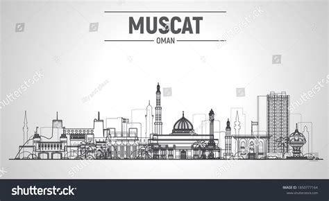 Muscat Oman Line City Skyline Stroke Stock Vector (Royalty Free) 1850777164