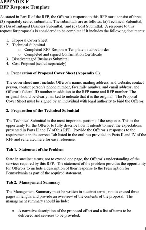 Free Appendix F RFP Response Template - PDF | 191KB | 34 Page(s)