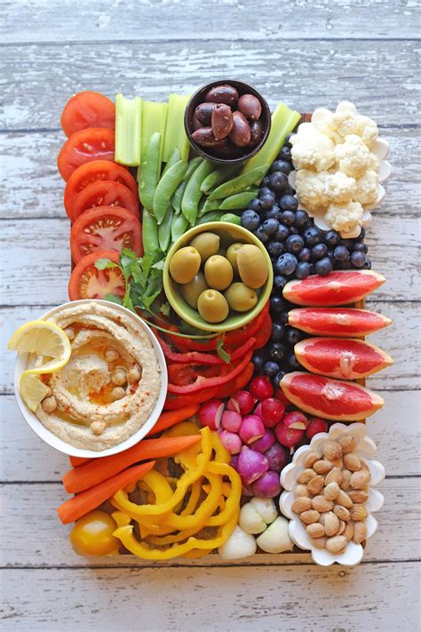 Rainbow fruit & veggie platter with hummus - Cadry's Kitchen