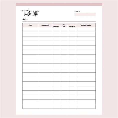 Printable Employee Task List | Instant download PDF | A4 & US Letter ...