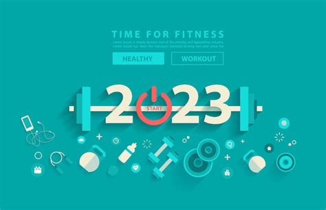 Premium Vector | 2023 new year fitness concept workout typography ...