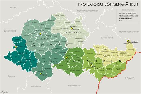 Administrative map of The Protectorate of Bohemia-Moravia | Map, Europe ...