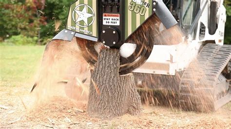 Skid Steer Stump Grinder Attachment Rental for High Flow Machines - YouTube