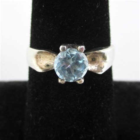 Sterling Silver & Light Blue Stone Ring Vintage Worn - Etsy