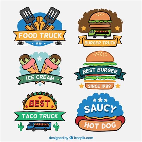 Hand drawn food truck logos | Stock Images Page | Everypixel