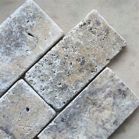 Silver Travertine Tumbled 3x6 in 2020 | Travertine backsplash, Brick backsplash, Marble backsplash