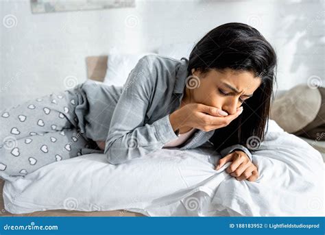 African American Woman Having Toxicosis Vomit in Apartment Stock Photo ...