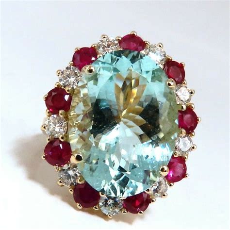 Aquamarine Ruby Ring - Etsy