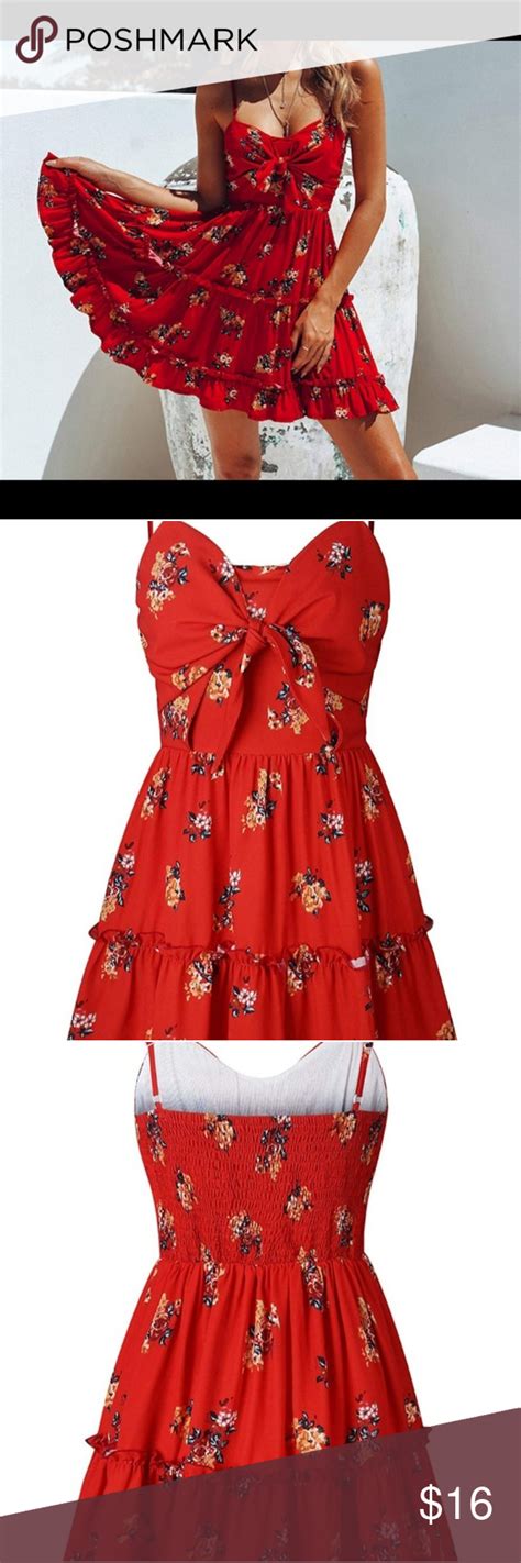 Red floral sun dress for spring / summertime | Dresses, Colorful ...