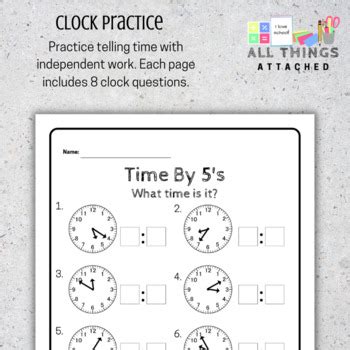 Time By 5's Worksheet | Clock Practice | 5 Minute Clock Time Telling ...