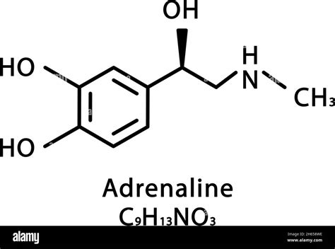 Adrenaline molecular structure. Epinephrine skeletal chemical formula. Chemical molecular ...