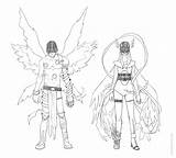 Angemon And Angewomon Drawings sketch template