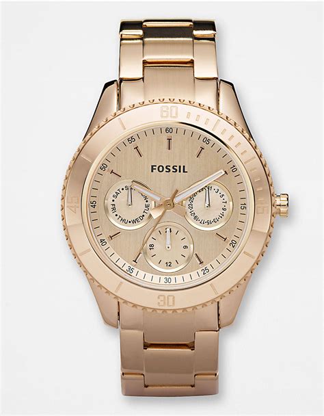 Lyst - Fossil Ladies Stella Rose Gold Chronograph Watch in Metallic