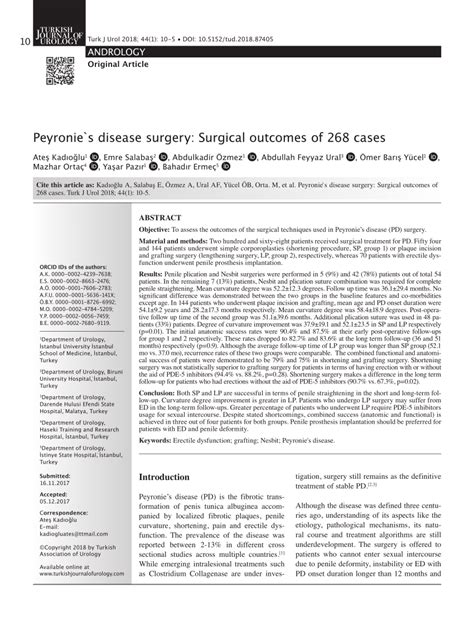 (PDF) Peyronie`s disease surgery: Surgical outcomes of 268 cases