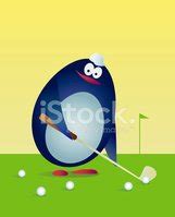 Penguin Paying Golf - Clip Art Library