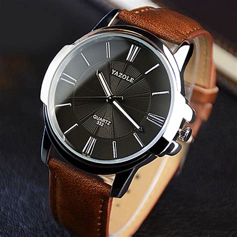 Newest YAZOLE Mens Watches Top Brand Luxury Blue Glass Watch Men Watch Waterproof Leather Roman ...