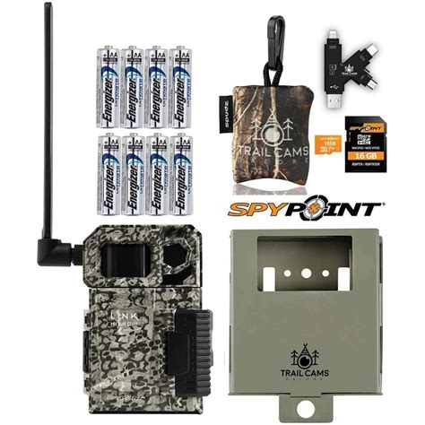 SPYPOINT Link-Micro-LTE Cellular Trail Camera with Micro SD Card, Card Reader, Batteries, Steel ...