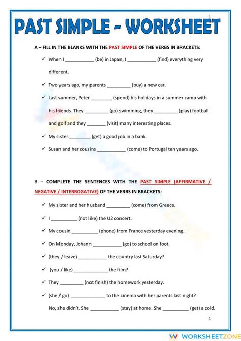 Simple Past Tense Worksheet