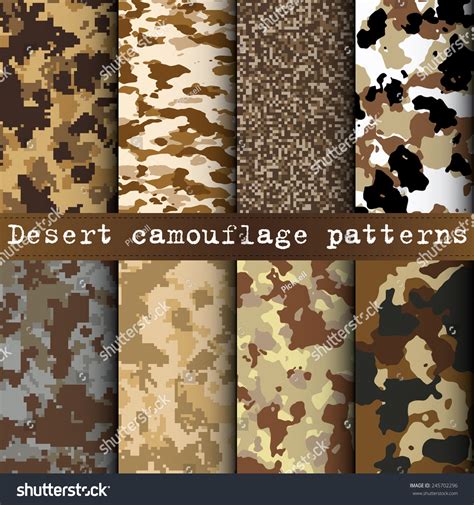 Set Of 8 Desert Camouflage Patterns Vector - 245702296 : Shutterstock