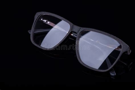 Elegant Glasses On A Black Background With A Mirror Image. Stock Image ...