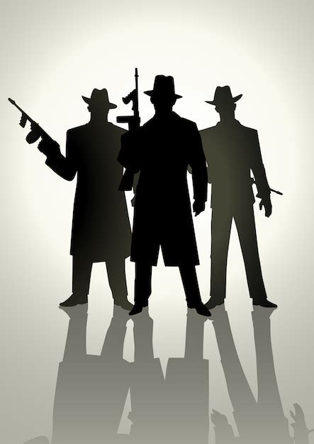 Premium Vector | Silhouette illustration of a gangster