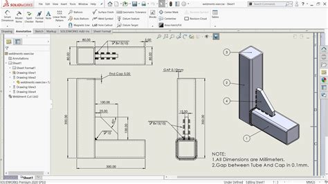 Solidworks Weldments tutorial Exercise 147 Weld Symbol | Weld Bead ...