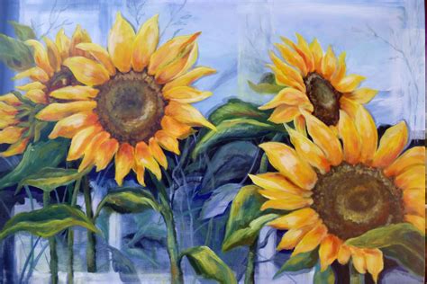 Sunflower Painting, Sunflowers, Art Ideas, Mural, Acrylic, Canvas, Crafts, Quick, Diy Painting