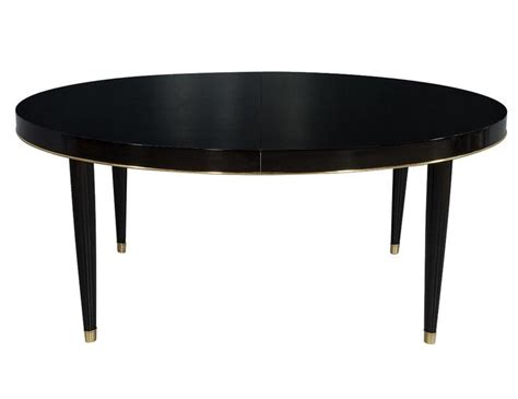 Oval Black Lacquer Dining Table with Brass Trim Accents at 1stDibs | black oval table, black ...