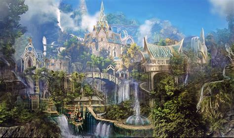 Elven Town by https://www.deviantart.com/nneila on @DeviantArt | Fantasy city, Fantasy landscape ...