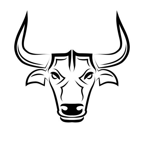 Line Vector Illustration front view of Bull. It is signs of the taurus ...