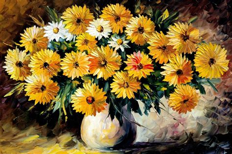 Yellow Daisy Oil Painting - Decorative | OshiPrint.in