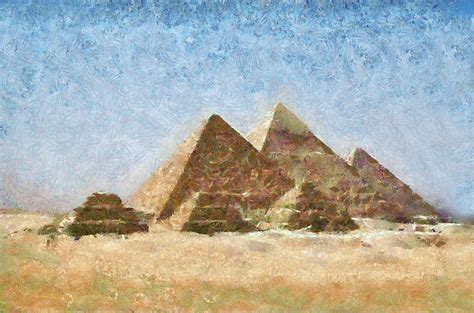 The Pyramids of Giza Painting by Peter Kupcik