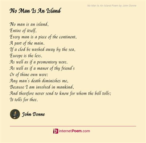 No Man Is An Island Poem by John Donne