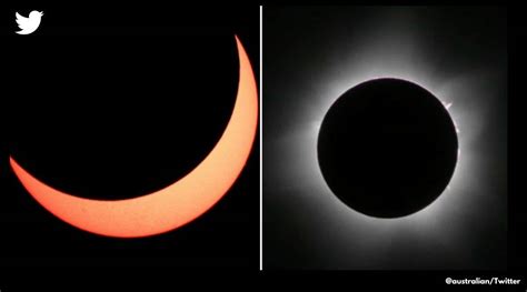 Netizens share stunning images and videos of rare hybrid solar eclipse ...