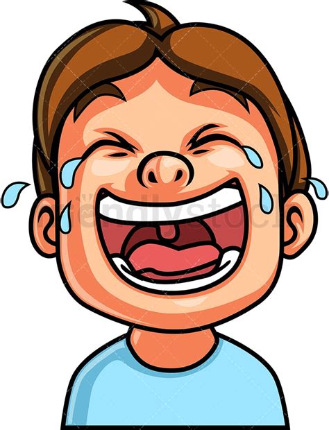 Little Boy Laughing Out Loud Face Cartoon Vector Clipart - FriendlyStock