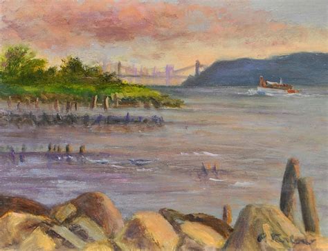 Hudson River Art Print NYC Skyline Artwork Landscape Art - Etsy