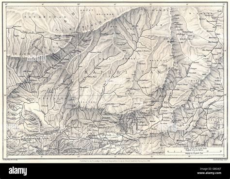 AFGHANISTAN:Kafiristan(Nuristan).Hindu Kush.Kunar Valley.Sharbau.RGS, 1881 map Stock Photo - Alamy