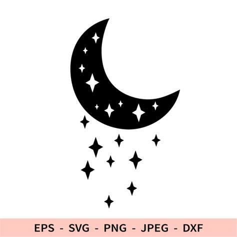 Moon Svg Crescent Moon Black icon for Cricut Celestial dxf f - Inspire Uplift