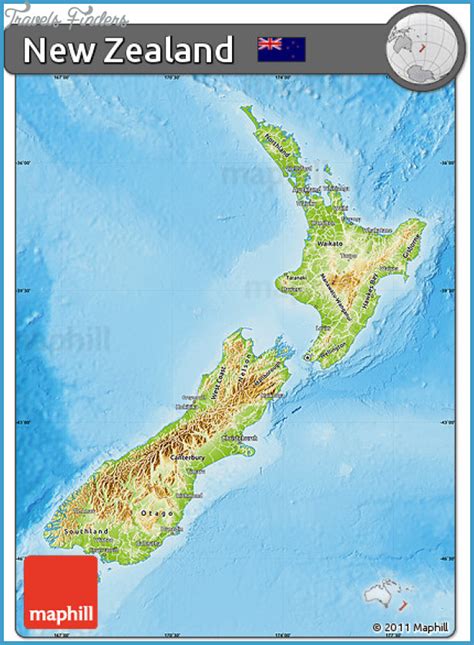 New Zealand Physical Map - TravelsFinders.Com