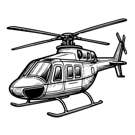 Line Drawing of a Helicopter in Black and White for Coloring Vector Stock Vector - Illustration ...