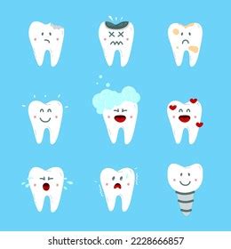 Cute Comic Teeth Mascots Cartoon Tooth Stock Vector (Royalty Free ...