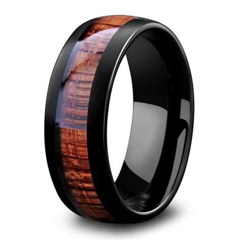 Banff - Black Tungsten With Koa Wood Inlay | Black tungsten wedding ...