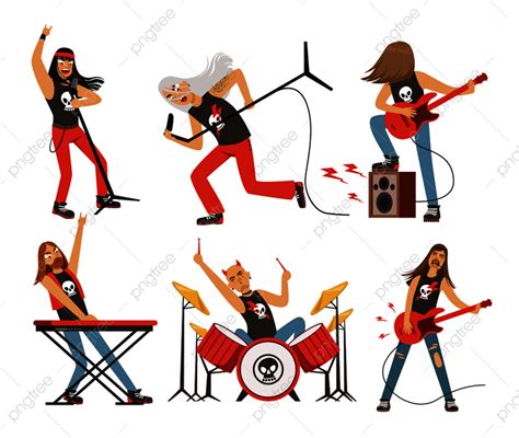 Funny Cartoon Character Vector PNG Images, Funny Cartoon Characters In Rock Band, Play, Cartoon ...