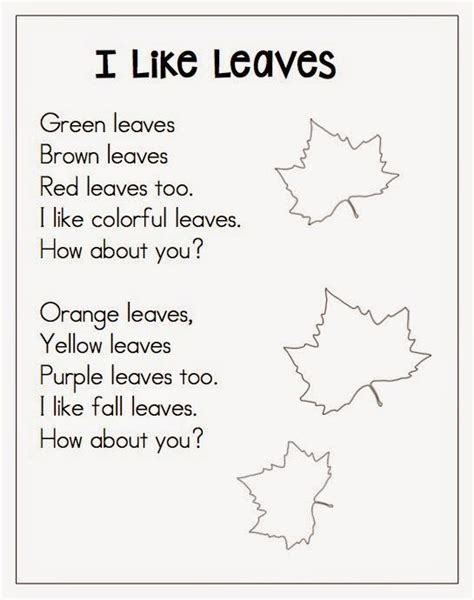 Image result for leaf poem for first grade | Fall songs, Kids poems, Joyful learning