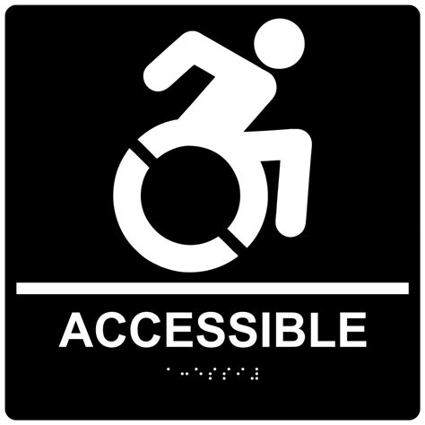 Accessible Braille Sign With Dynamic Accessibility Symbol RRE-190R-99_WHTonBLU