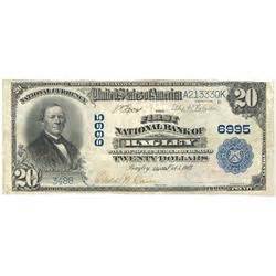 National Currency $20.00 bill from The First National Bank of Bagley, Iowa, dated Oct 5, 1903 & hand