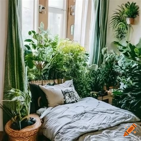 Cozy bedroom with lots of plants
