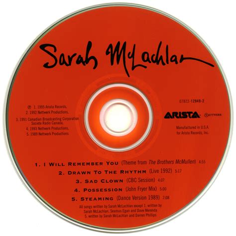 POP 'TIL YOU PUKE!: Sarah McLachlan - I Will Remember You - (CD Single) - 1995