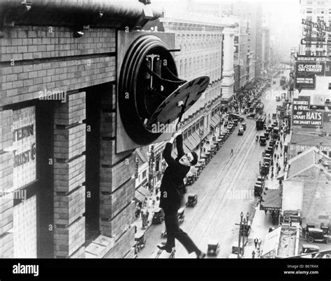 Harold Lloyd Safety Last 1923 silent movie with the great comedian hanging from a clock in ...