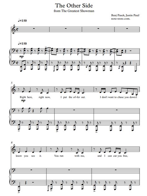 Hugh Jackman, Zac Efron - The Other Side sheet music for piano with letters download | Piano ...